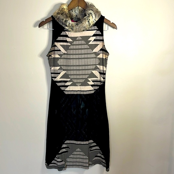 Custo Barcelona Dresses & Skirts - Custo Barcelona Vintage Custoline Sleeveless Dress Fur Aztec Incan Cocktail